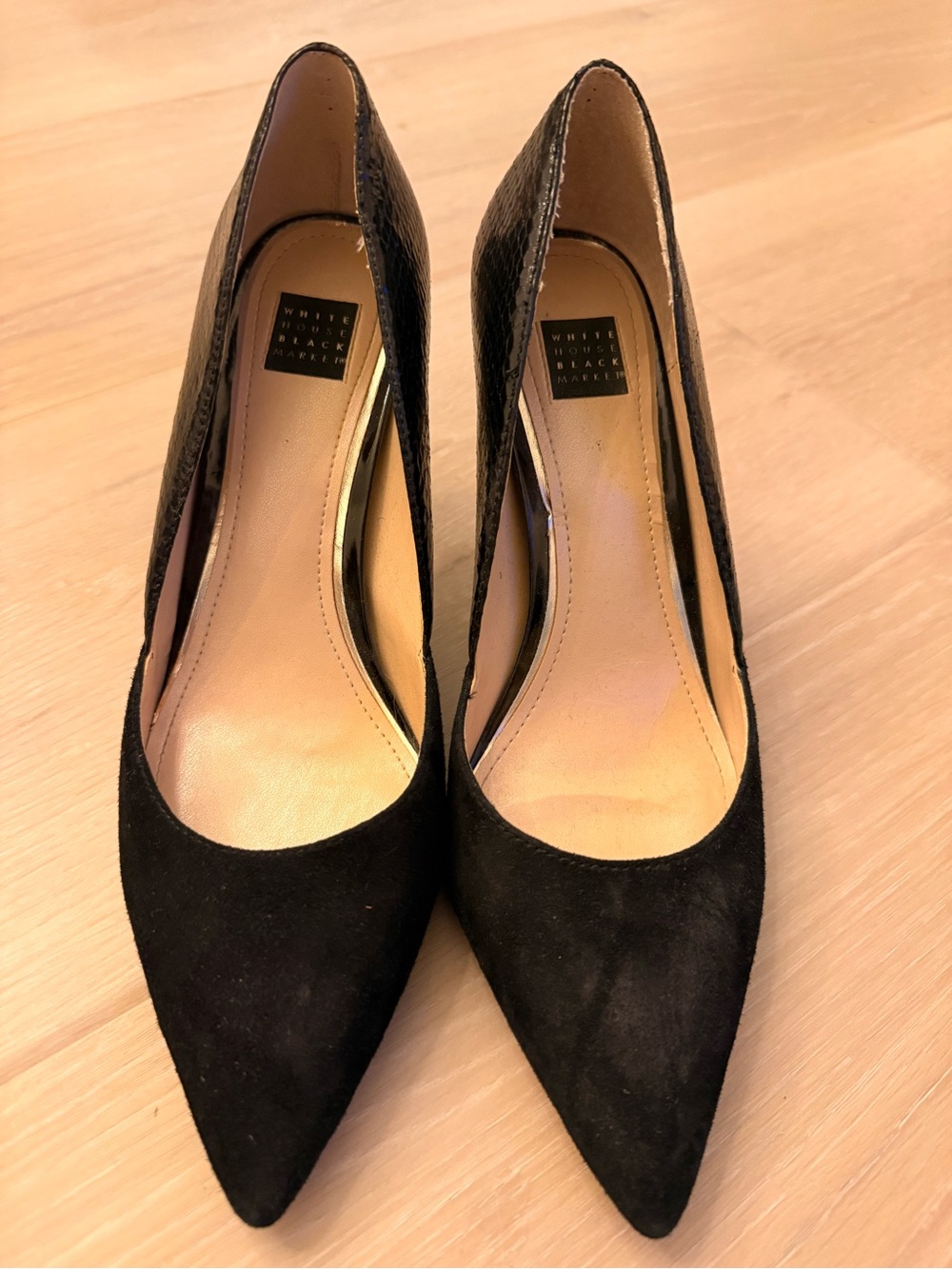 White House Black Market Black Pointed Suede Pumps